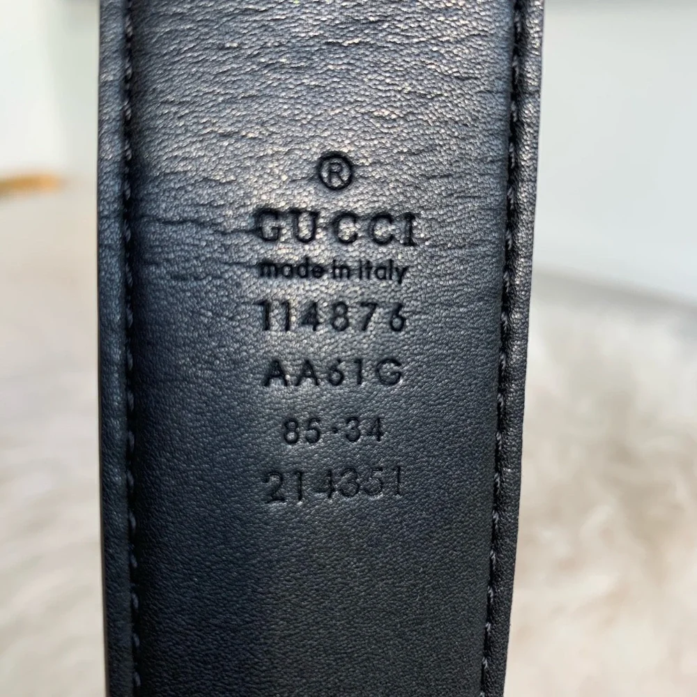 Gucci Black Leather Belt with Gold Double G Logo Buckle